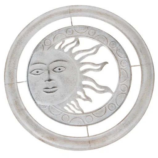 Nástenná kovová dekorácia Slnko sivá, pr. 50 cm