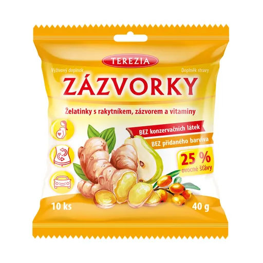 TEREZIA ZÁZVORKY želatínky s rakytníkom, zázvorom a vitamínmi 10ks