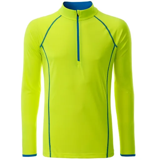 James & Nicholson (Daiber) Pánske funkčné tričko s dlhým rukávom JN498 - Jasnožltá / jasnomodrá | 2XL