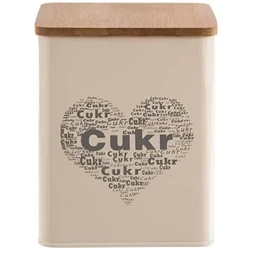 Dóza plech/drevo 11,5x11,5x14 cm CUKOR SRDCE (127503)