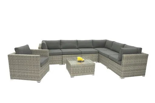 DEOKORK Ratanová variabilná zostava SEVILLA pre 7 osôb (sivá)