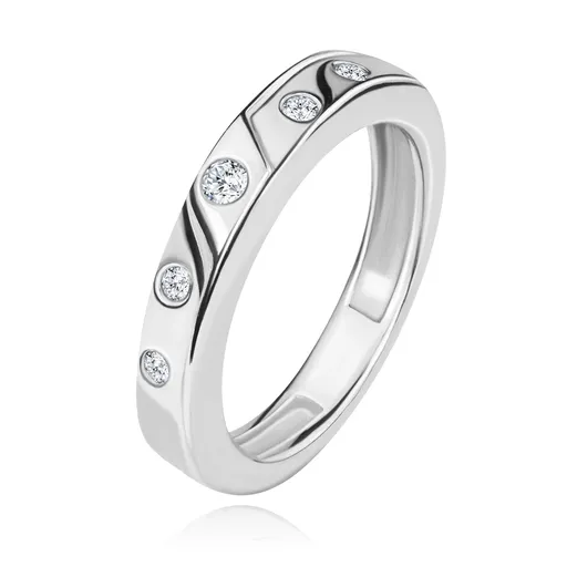 Strieborný prstienok 925 – jemný prelom, päť vsadených zirkónov - Veľkosť: 55 mm