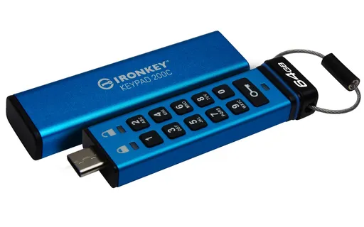 Kingston Ironkey Keypad 200C/64GB/USB 3.0/USB-C/Modrá