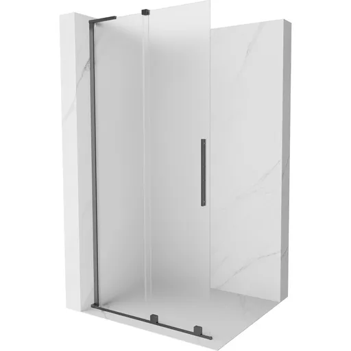 MEXEN/S - Velar L Sprchová zástena posuvná Walk-in 100 x 200, dekor 8 mm, grafit kartáčovaná 871-100-003-33-66