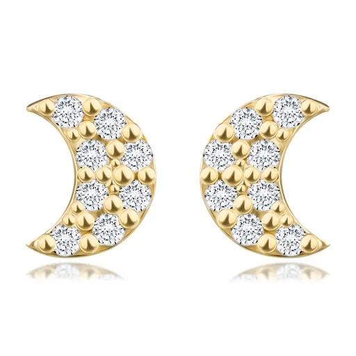 Zlaté náušnice 9K v tvare mesiaca so zirkónmi