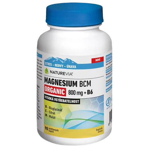 NATUREVIA Magnesium organic BCM 800 mg + B6, 90 kapsúl