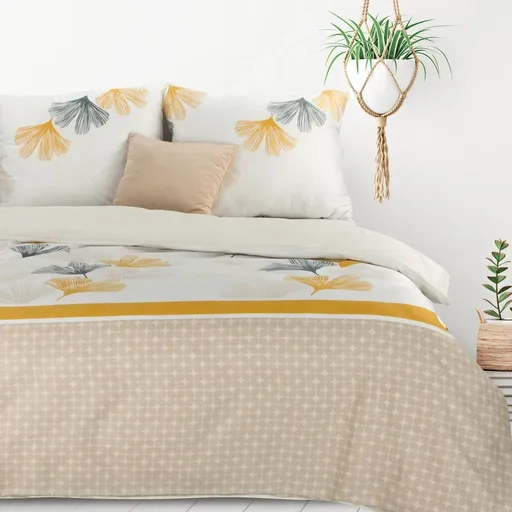 ArtFir Obliečky na dvojlôžko LEA 07 | biela/béžová 220 x 200 cm