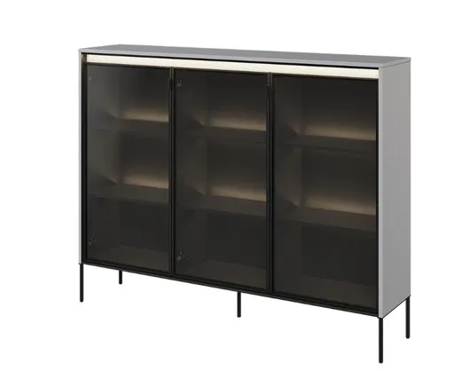 Dig-net nábytok Vitrína SWING TR-08 s LED osvetlením | sivá Variant: s LED osvetlením políc