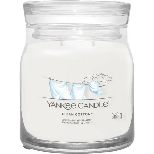 Yankee Candle vonná sviečka Signature v skle stredná Clean Cotton, 368 g