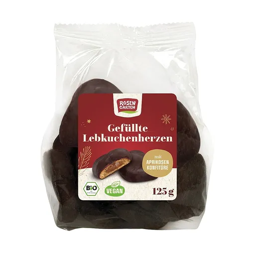 ROSENGARTEN Srdiečka perníkové v horkej čokoláde BIO 125 g