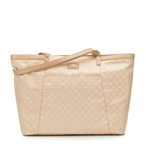 Žakárová shopper kabelka Wittchen s monogramovým vzorom, krémová 98-4E-905-0