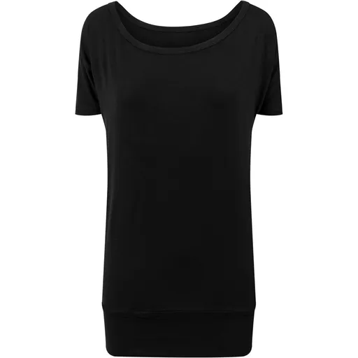 Build Your Brand Ľahké predĺžené dámske tričko s krátkym rukávom - Čierna | L