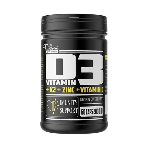 Vitamín D3,K2,Zinok,Vitamín C - FitBoom 60 kaps.
