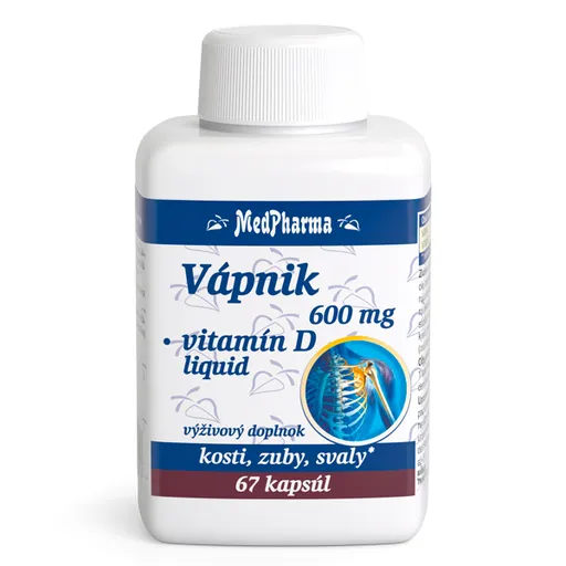 MedPharma VÁPNIK 600 mg + Vitamín D liq. 67 kapsúl