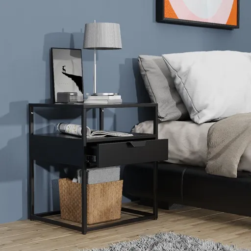 VCM Noční stolek „Flokas M“, černý