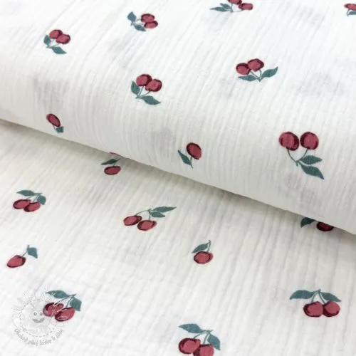 Dvojitá gázovina/mušelín Fruits cherry ORGANIC