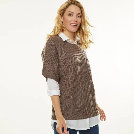 Pončo pulóver s rukávmi po lakte