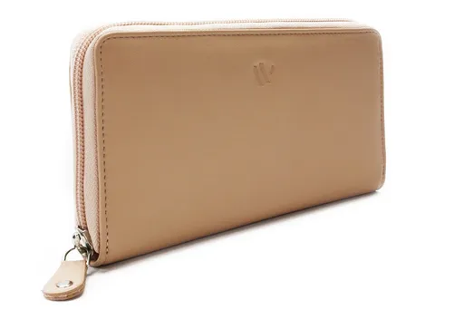 Béžová dámska kožená zipsová peňaženka 511-3559-82