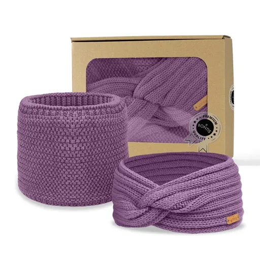 Darčekové balenie: Prekrížená čelenka a nákrčník - Púdrovo fialková