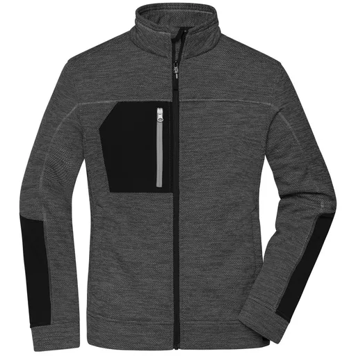 James & Nicholson (Daiber) Dámska mikina z pleteného fleecu JN1817 - Čierny melír / čierna / stríbrná | L