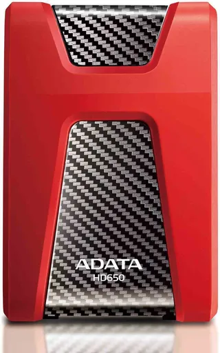 ADATA Externý HDD 1TB USB 3.1 DashDrive Durable HD650, červený (gumový, nárazu odolný)