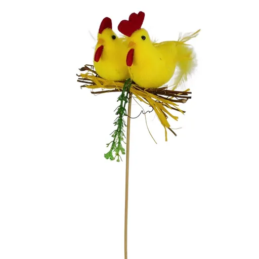 Zápich kohútik a sliepočka, 30 x 8 cm, žltá