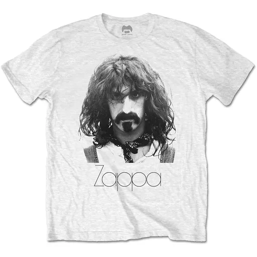 Frank Zappa tričko Thin Logo Portrait Biela S