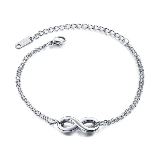 Zdvojený náramok z ocele 316L - symbol nekonečna, strieborná farba