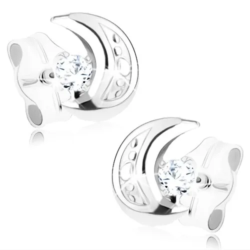 Zlaté náušnice 9K v tvare mesiaca s čírym zirkónom