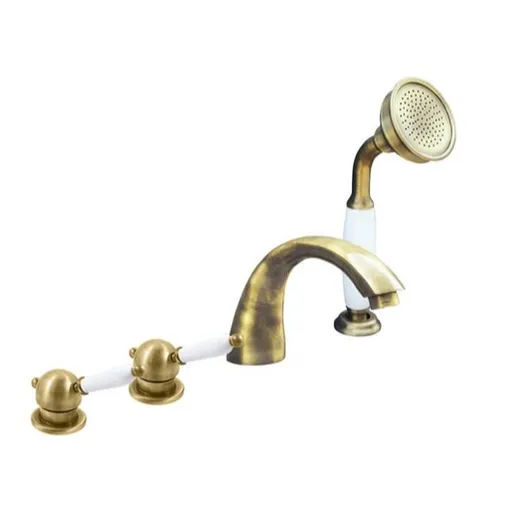 Vaňová batéria RAV Slezák LABE so sprchovacím setom stará mosadz L569.0PSM