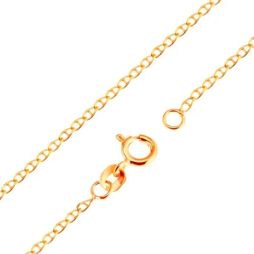 Zlatá 9K retiazka - malé ploché lesklé očká predelené paličkou, 500 mm