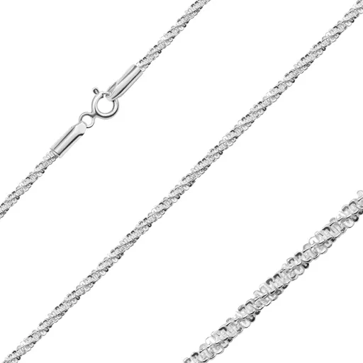 Ligotavá strieborná 925 retiazka - husto spájané očká do špirály, šírka 2 mm, dĺžka 550 mm