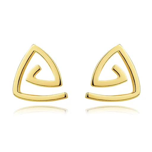 Náušnice zo žltého zlata 585 - trojuholníková špirála, puzetky