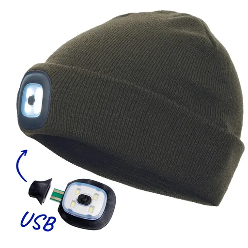 Cerva Čiapka so svetlom DEEL LED - Tmavá olivová