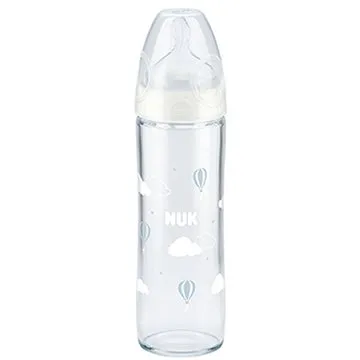 NUK dojčenská fľaša Love, 240 ml – sklenená, biele balóny (BABY0032b)