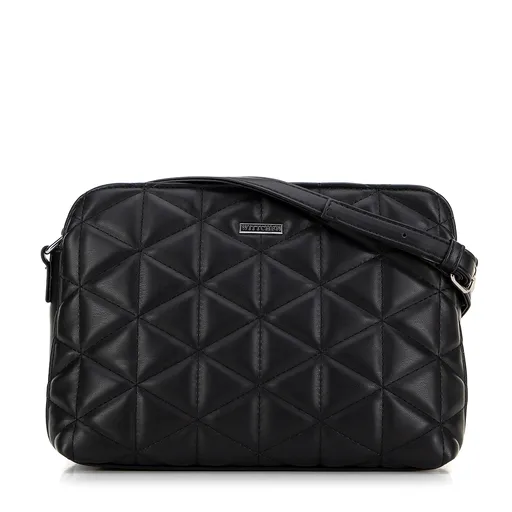 Dámska crossbody kabelka s geometrickým vzorom z ekokože čierna 99-4Y-605-1