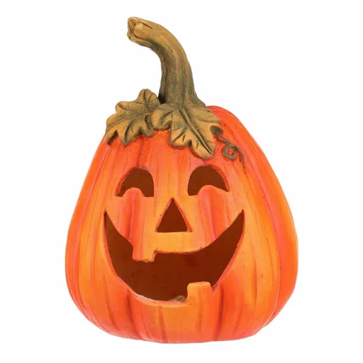 Jesenná LED dekorácia Blikajúca tekvica s tvárou, 21 x 21 x 29 cm, keramika