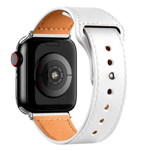 REVERSA Kožený remienok pre Apple Watch 38 / 40 / 41 / Apple Watch 10 / 11 42mm biely