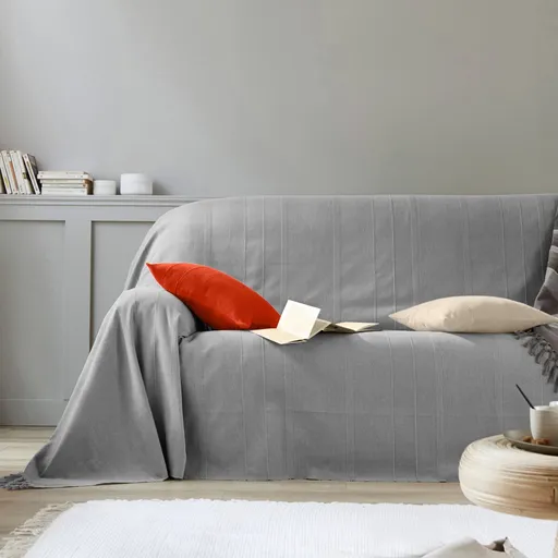 Jednofarebná ručne tkaná bavlnená prikrývka alebo obliečka na vankúš