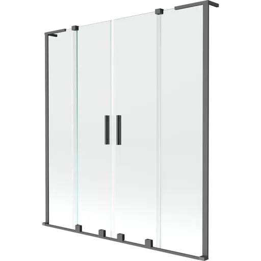 MEXEN/S - Velar L Duo dvojkrídlová posuvná vaňová zástena 160 x 150, transparent, grafit metal 896-160-003-02-95