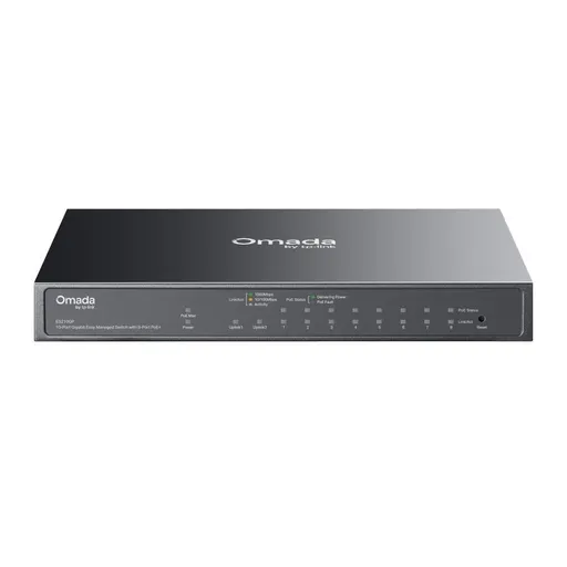TP-Link OMADA switch ES210GP (9xGbE, 1xGbE/SFPcombo, 8xPoE+, 63W, fanless)