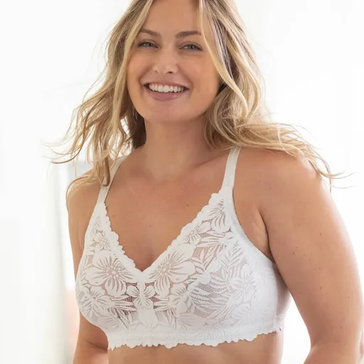 Spevňujúca podprsenka z bavlny a čipky, bez kostíc