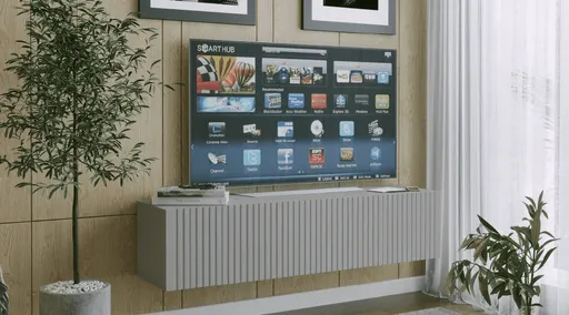 ArtExt Závesný TV stolík JOY | 150 cm Farba: Sivá (drážky)