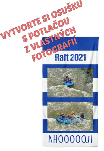 Osuška 70x140cm s neobmedzeným počtom fotografií, textov, farieb pre vodákov