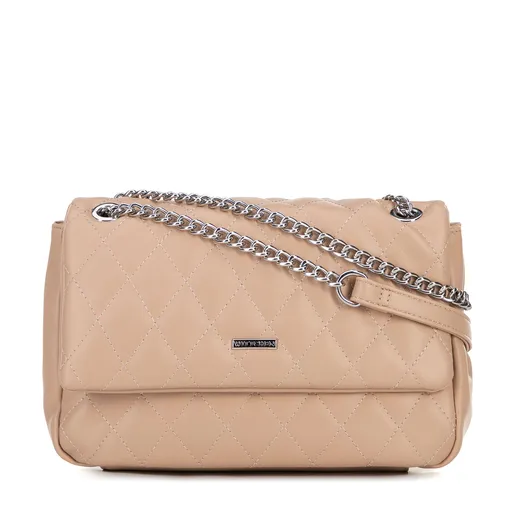 Dámska koženková kabelka s prešívaním, béžová 100-4Y-229-9