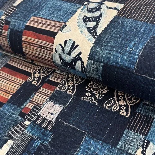 Bavlnená látka TWILL DENIM Mix print design B