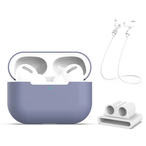 PROTEMIO 3in1 Sada pre ochranu slúchadiel Apple AirPods Pro modro-šedá