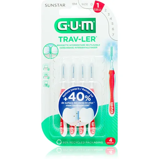 G.U.M Trav-Ler Interdental medzizubné kefky 0,8 mm 4 ks