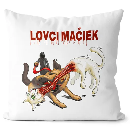 Vankúš Lovci mačiek (Velikost: 40 x 40 cm)