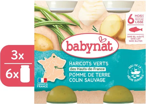 BABYNAT Zemiaky a zelené fazuľky s aljašskou treskou 3× (2× 200 g) (BABY11804s)